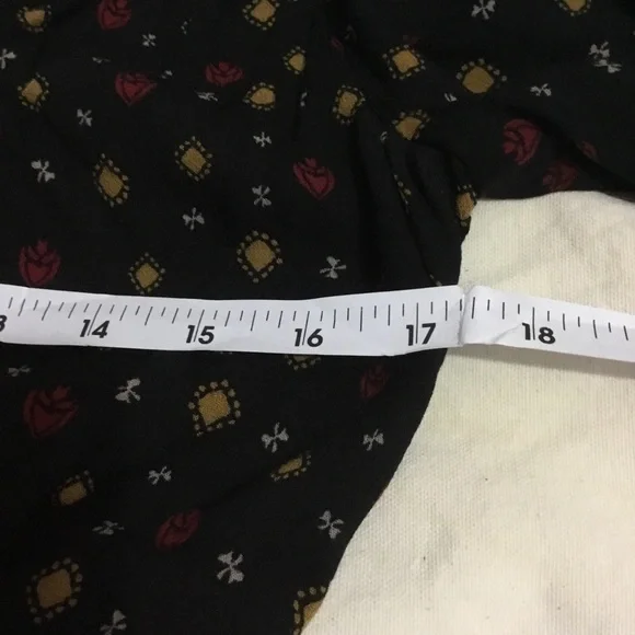 free people black & red faux wrap blouse fitted waist  sz. s - Picture 12 of 14